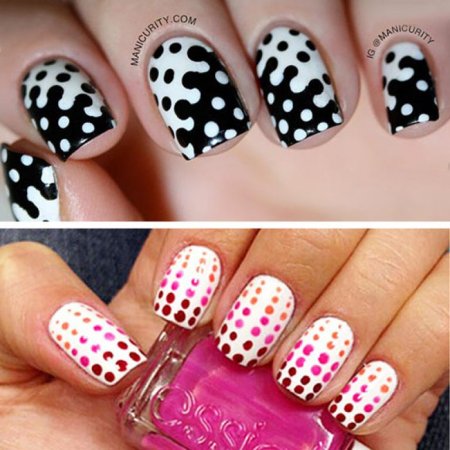 Рисование дотсом на ногтях