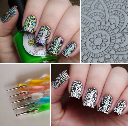 Рисование дотсом на ногтях