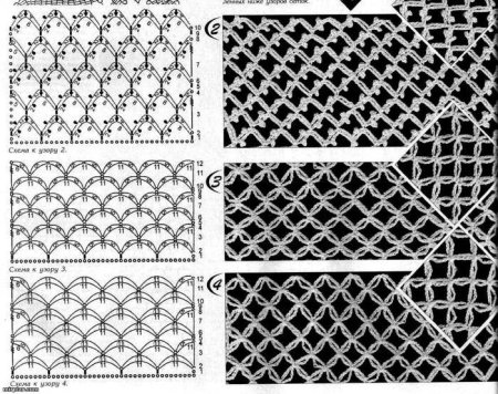 Вязка крючком сетка схема