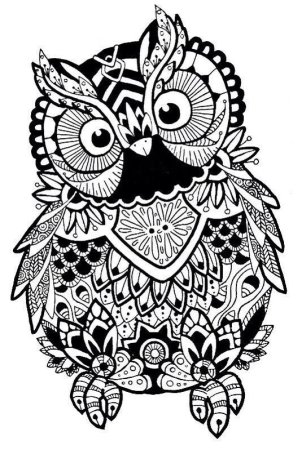 Филин Сова Мандала Зентангл