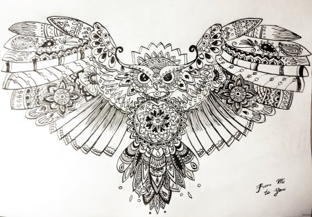 Мехенди Сова эскиз