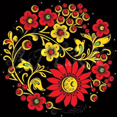 Хохломская роспись розы