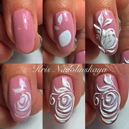 Маникюр с нарисованными розочками