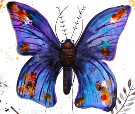 Бабочка красками
