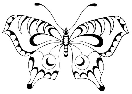 Бабочка раскраска трафарет