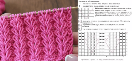 Вязание спицами узор колосок схема