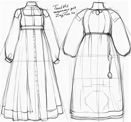 Русский народный костюм рисунок карандашом