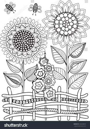 Раскраска антистресс Подсолнухи