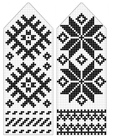 Вязаные жаккардовые рукавицы схемы