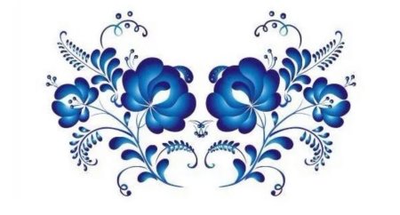 Орнамент гжельской росписи в полосе