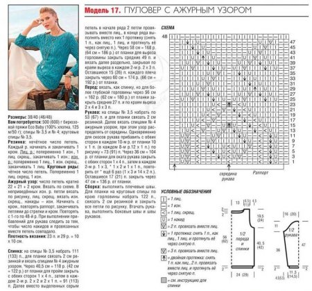 Схемы вязания спицами женских ажурных свитеров