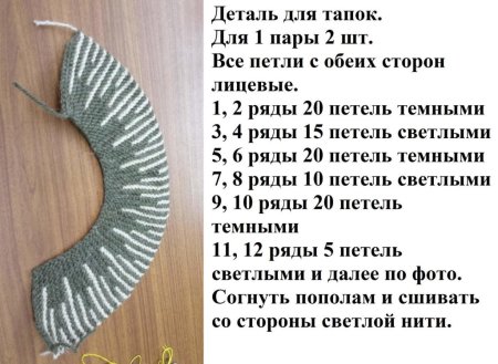 Вязание тапочек на двух спицах описание