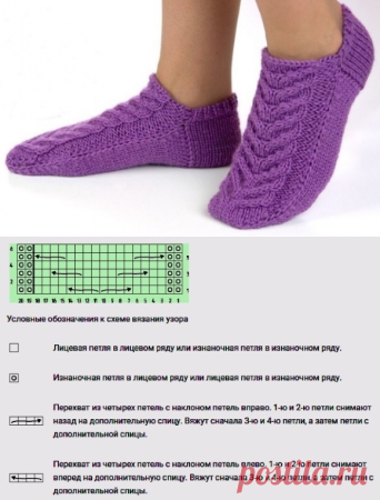 Следки спицами с узором