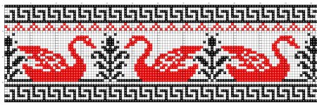 Узор русской народной вышивки по клеточкам