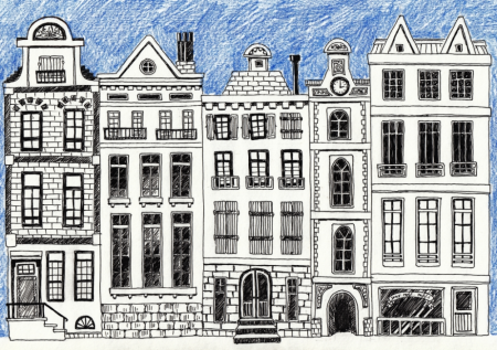 Фасады домов в графике