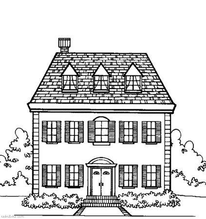 Раскраска двухэтажный дом