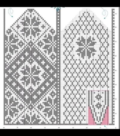 Варежки жаккард схемы зимняя Радуга