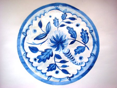 Гжельская роспись тарелка