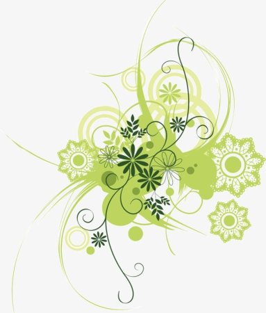 Зеленые узоры на белом фоне