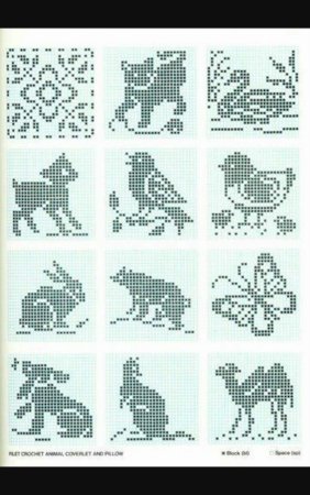 Схемы филейного вязания крючком животные