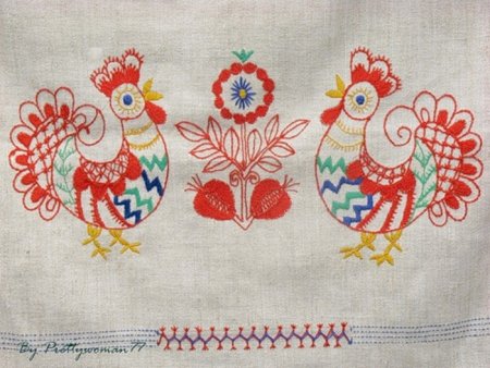 Полотенце с петухом вышивка