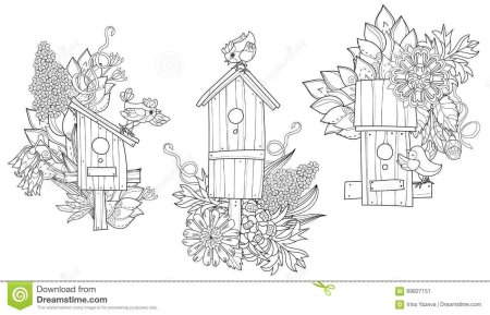 Трафарет скворечника для птиц для детей