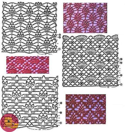 Жакет крючком узором ракушки со схемой