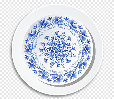 Рисование тарелка Гжель
