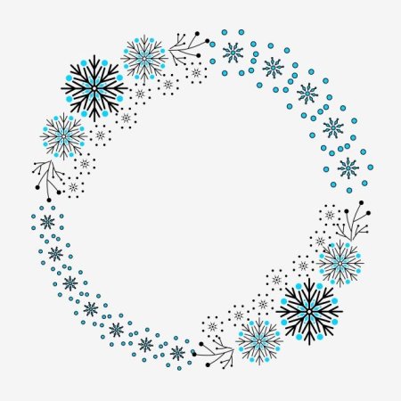 Круглая рамка из снежинок