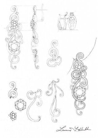 Эскизы украшений серьги
