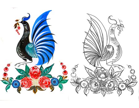 Городецкий фазан роспись