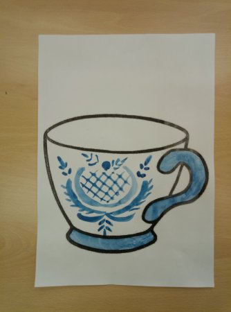 Чашка Гжель рисование