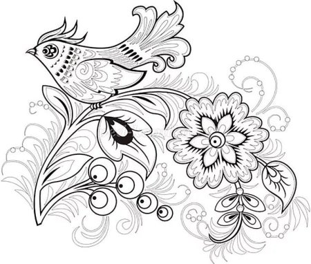 Хохлома птица раскраска