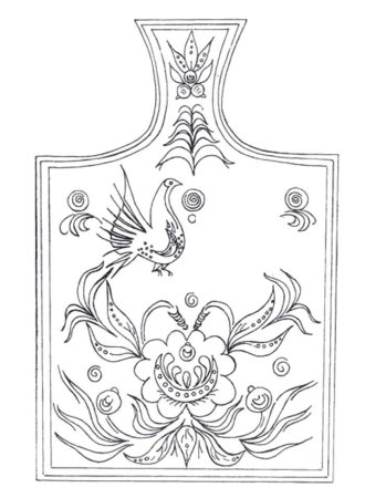 Городецкая роспись доска разделочная раскраска