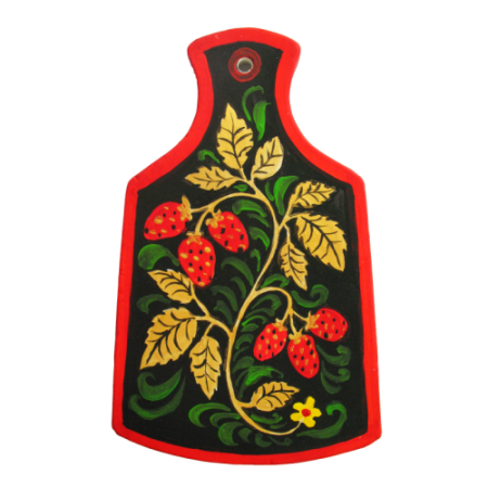 Роспись разделочной доски хохломской росписью