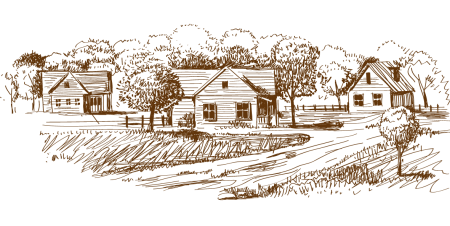 Деревенский пейзаж Векторная Графика