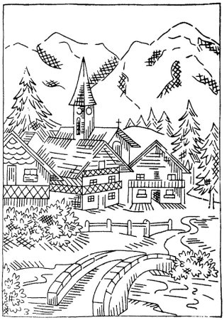 Деревня раскраска для детей