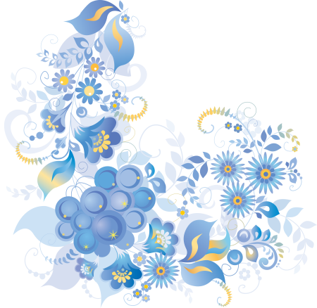 Голубой орнамент на белом фоне