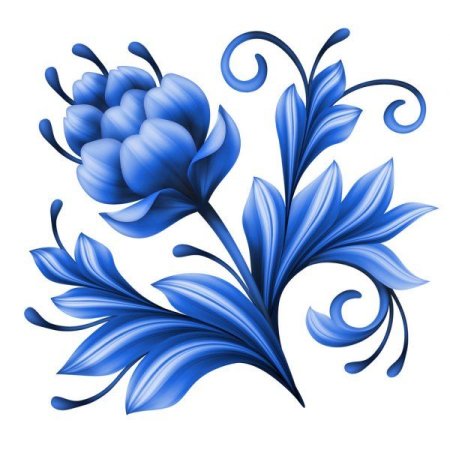 Элементы гжельской росписи на белом фоне