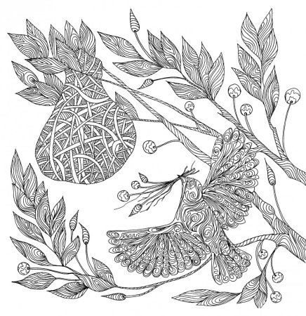 Раскраска антистресс листва