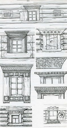 Окно русской избы рисунок