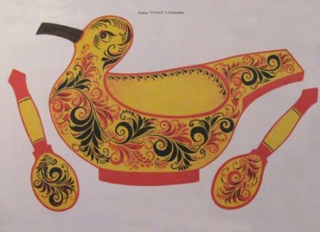 Хохломская роспись ковш утка