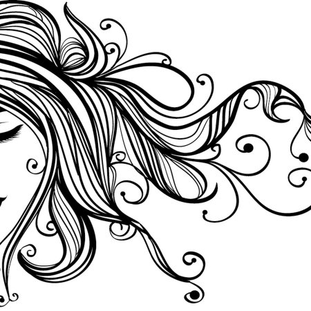 Девушка с развевающимися волосами раскраска