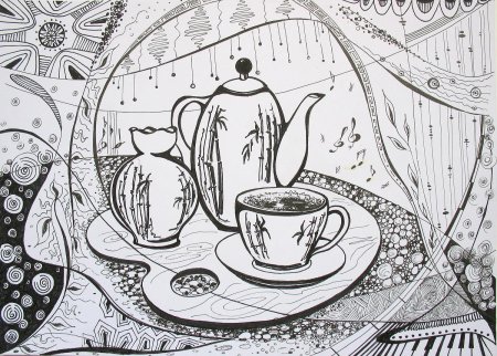 Декоративный натюрморт в графике