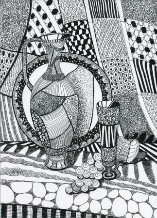 Натюрморт в стиле Зентангл