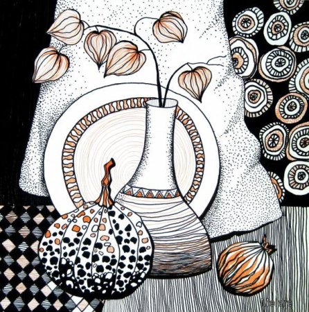 Зентангл натюрморт декоративный Графика