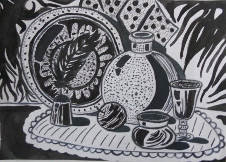 Стилизованный графический натюрморт