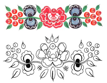 Элементы Городецкой и хохломской росписи