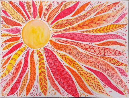 Солнце в технике Зентангл