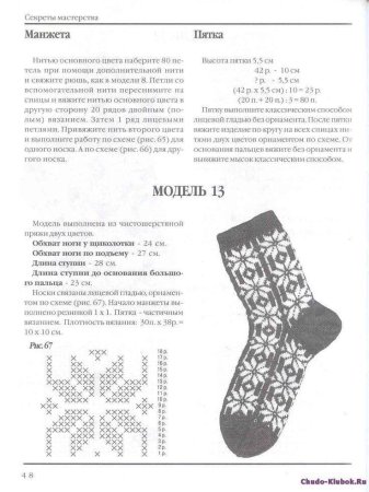 Носки схема вязания спицами